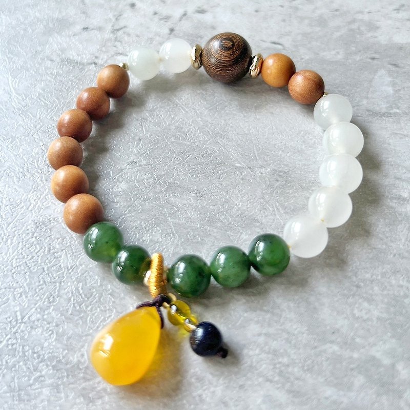 Ice jade old sandalwood bracelet birthday gift customized gift bracelet cultural - Bracelets - Jade White