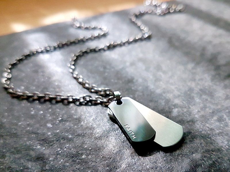 [Out of print] belief in stainless steel black and white personality 墬 brand male neutral design is not afraid of water does not change color - Necklaces - Stainless Steel Black