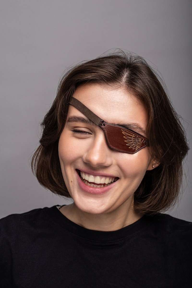 Leather Eye Patch, Eye Patch, Man Eye Patch, Woman Eye Patch, Brown Eye Patch, S - 口罩/口罩收納套 - 真皮 透明
