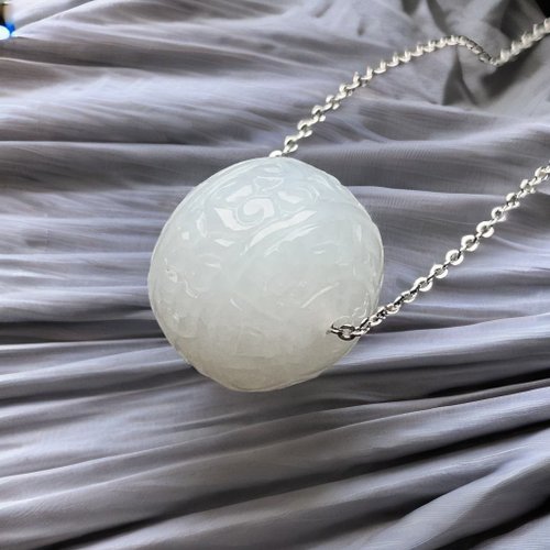瓔珞珠寶盒 E.L.Jewelry Box 冰糯種翡翠雕花路路通項鍊 | 天然緬甸玉翡翠A貨