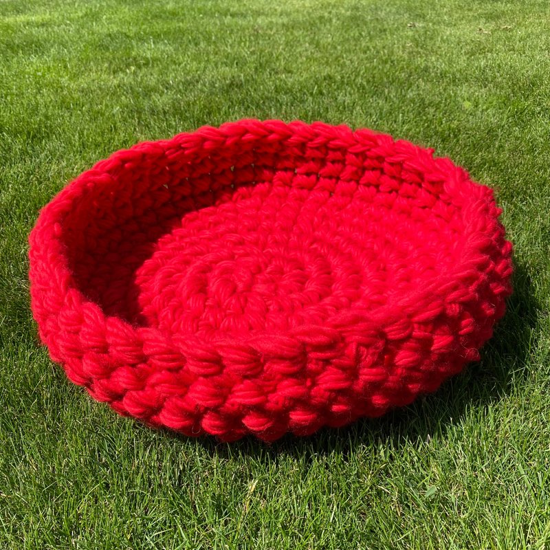 Crochet pet mat, wool pet bed, pet accessories - 寵物床 - 羊毛 紅色