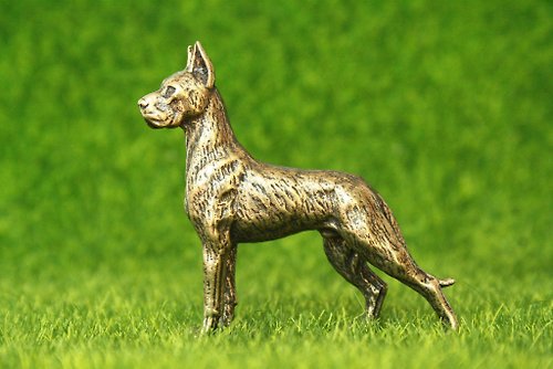 グレートデン犬-ブロンズのミニチュア小像、金属製の置物
