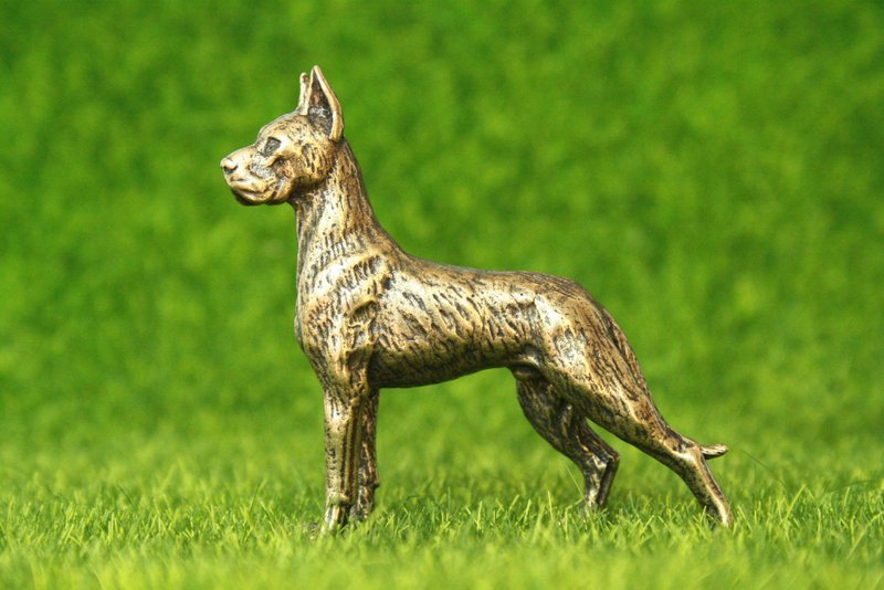 Great Dane dog - miniature statuette of bronze, metal figurine - ของวางตกแต่ง - ทองแดงทองเหลือง 