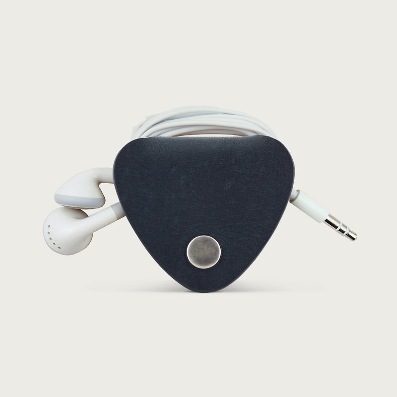 Headphone cable take-up/leather storage case - deep sea blue - ที่เก็บสายไฟ/สายหูฟัง - หนังแท้ สีน้ำเงิน
