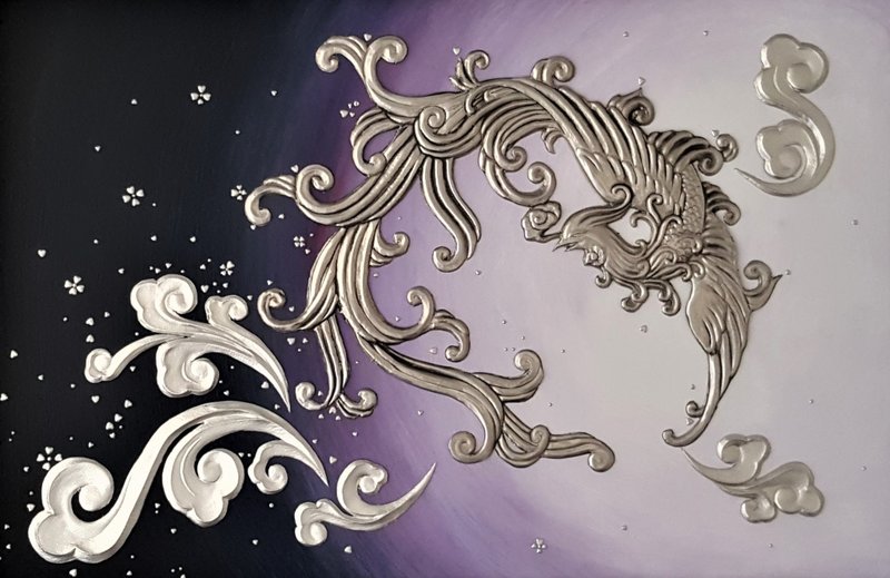 Tin Sculpture, Xiangyun and Phoenix Dance, Picture Frame - โปสเตอร์ - วัสดุอื่นๆ 