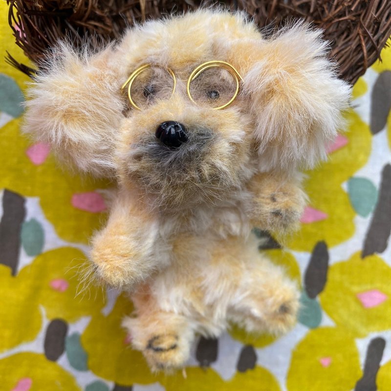 戴眼鏡的金毛犬 站著10cm-毛根扭扭棒手作/玩偶公仔毛料娃娃 - 公仔/玩偶 - 其他人造纖維 金色