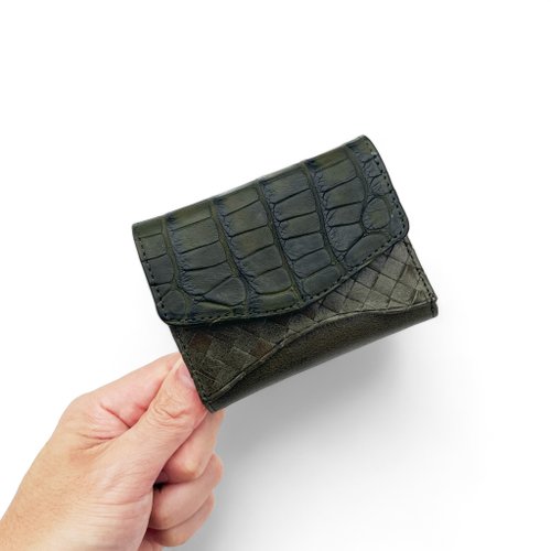 dajeyleather 小號三折皮夾 迷你皮夾 日本小牛皮 黑色