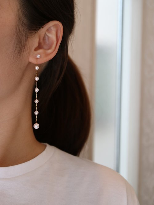 KOKO PEARL JEWELRY 日本製 akoya珍珠耳釘 滿天星設計 18k金可拆卸式耳環