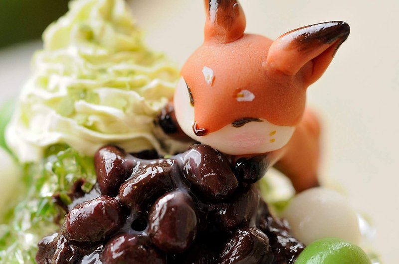 Sweet Dream-Little Red Fox Uji Kinshi Matcha White Jade Ice/Pure Ornaments/Memo Clip - ของวางตกแต่ง - ดินเหนียว สีเขียว