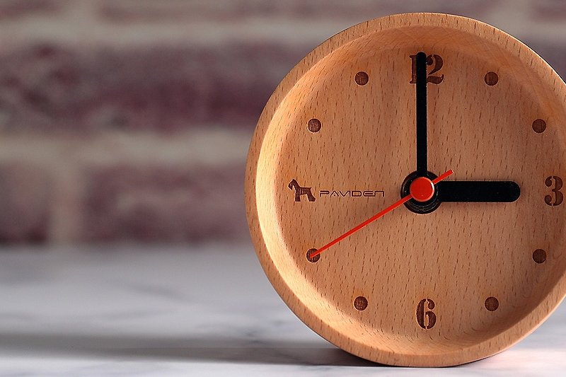 Reyana round table clock (wood color) Beech 10cm X 10cm - นาฬิกา - ไม้ 