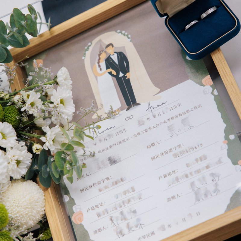 結婚証明書/ウェディングカード/招待状/多用途に使える一枚 - イラスト/絵画/カリグラフィー - 紙 ホワイト