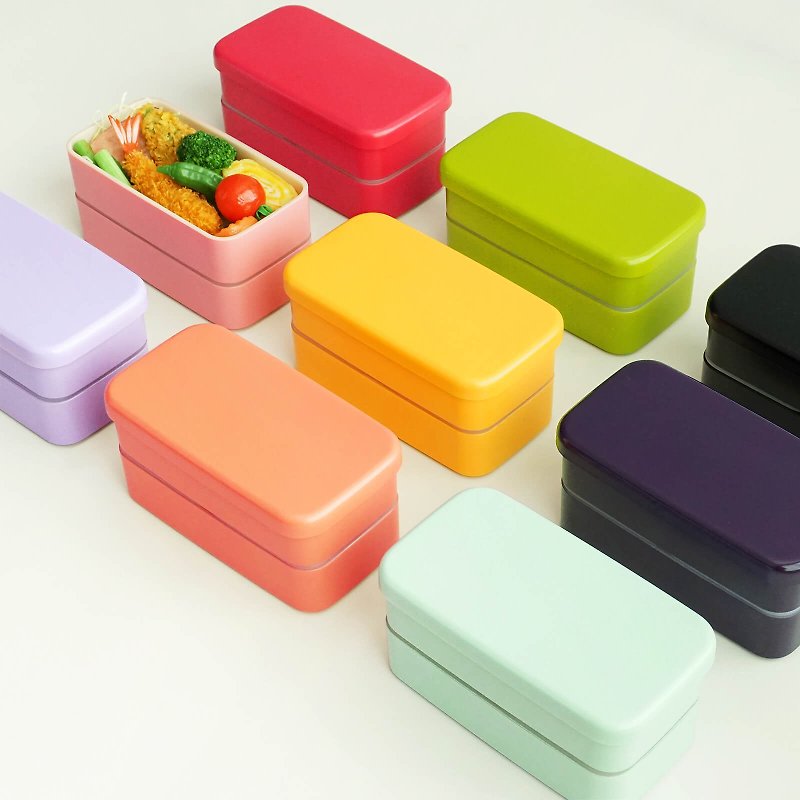 日本伝統色 Rectangular 2-Tier Lunchbox Container Traditional Colour Bento Gift Japan - Lunch Boxes - Plastic Multicolor