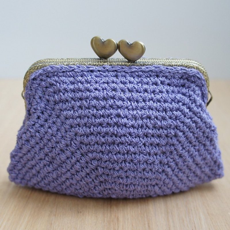 Ba-ba handmade Crochet pouch No.C979 - 化妝袋/收納袋 - 其他材質 紫色
