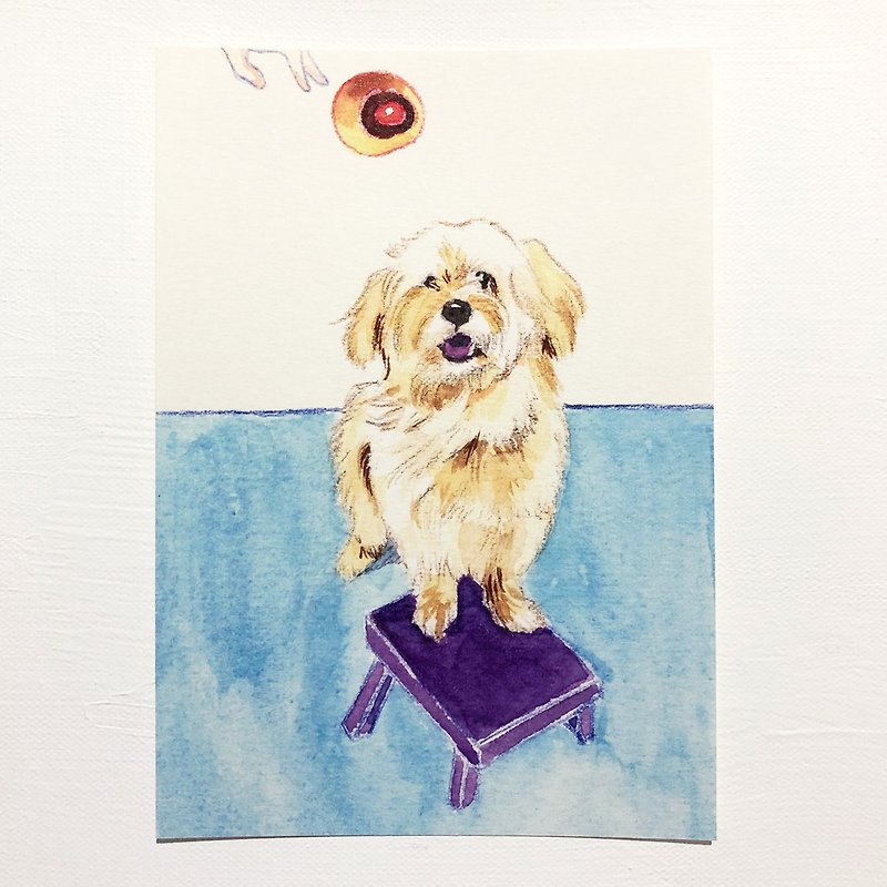 Watercolor hand painted postcard - potato dog - Cards & Postcards - Paper White