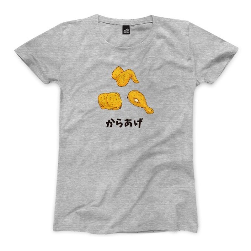 Fried Chicken - Deep Gray - Women's T-Shirt - เสื้อยืดผู้หญิง - ผ้าฝ้าย/ผ้าลินิน สีเทา