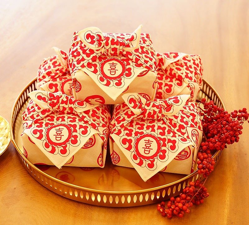 婚禮小物 喜  包裹巾茶包  團購/免運  組合8包裝X10組 結婚禮物 - 茶葉/漢方茶/水果茶 - 棉．麻 紅色