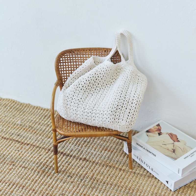 White Handie Crochet Bag - Handbags & Totes - Cotton & Hemp White