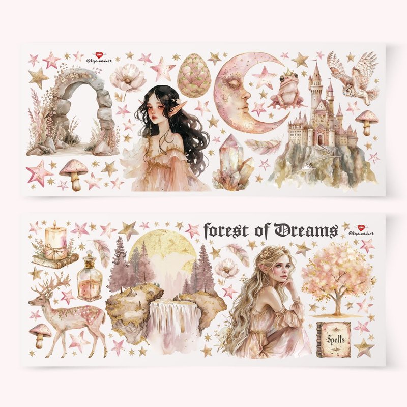 Enchanted forest transparent matte stickers, 2 sheets - Stickers - Paper 