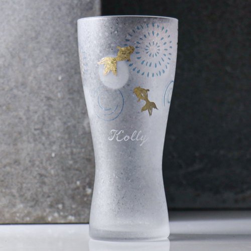 MSA玻璃雕刻 310cc【日本ADERIA啤酒杯】夏日祭典 花火金魚客製化禮物