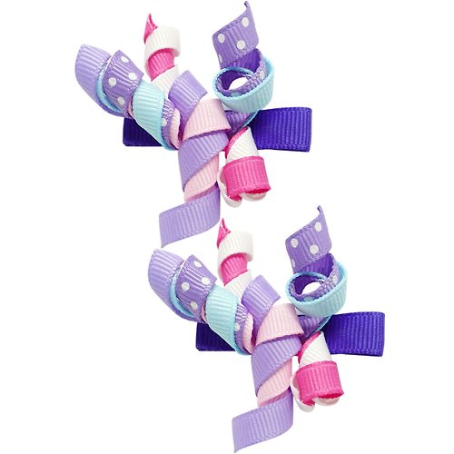 Cutie Bella 美好生活精品館 捲捲緞帶髮夾兩入組 全包布手工髮飾Curl Ribbon-Lilac