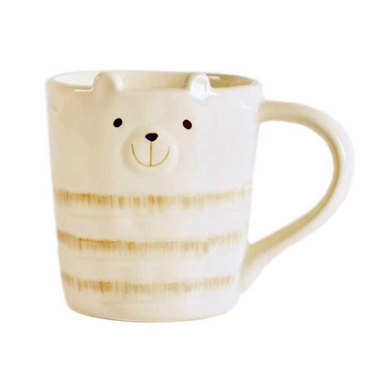 [BEAR BOY] Striped Fat Bear Mug - Mugs - Pottery 