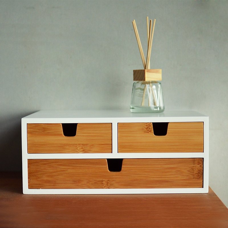 Double-layer storage bamboo and wood drawer box (1+2)/home storage - กล่องเก็บของ - ไม้ ขาว