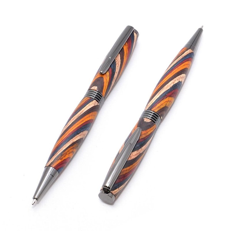 手作りの木製の回転式ボールペン（染めたハードウッドの種類；ガン・メタルのメッキ）(TP-GM-CGF) - 鉛筆盒/筆袋 - 木頭 紅色