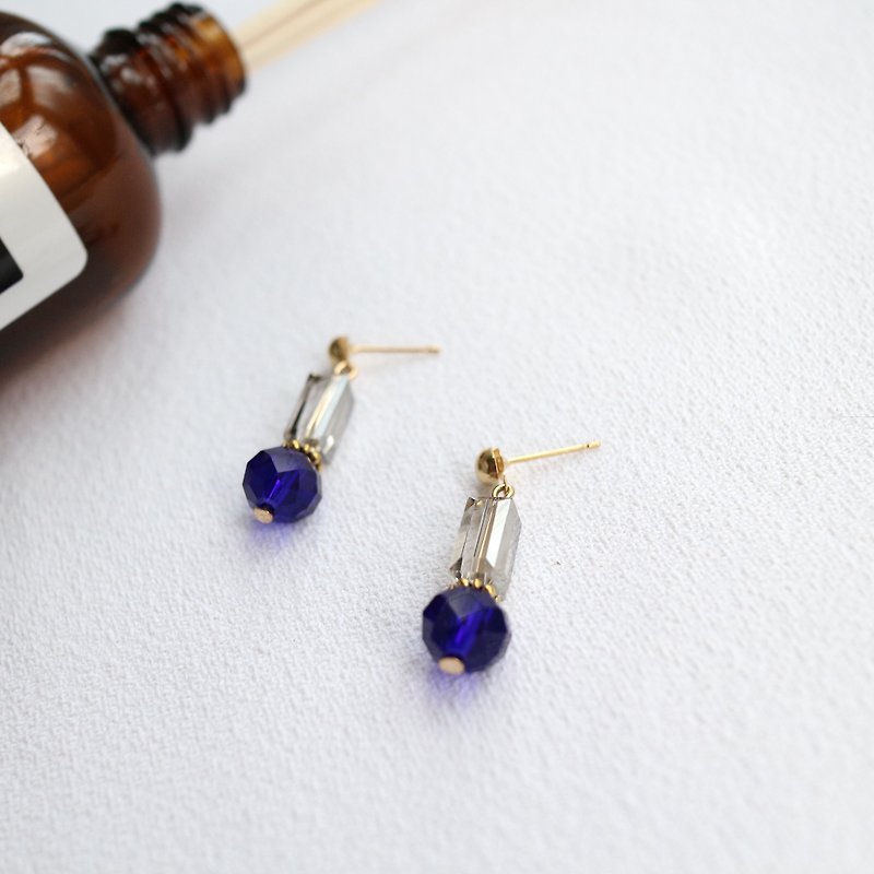 Gray Blue Crystal String Jewelry Stone Earrings - Earrings & Clip-ons - Gemstone Blue