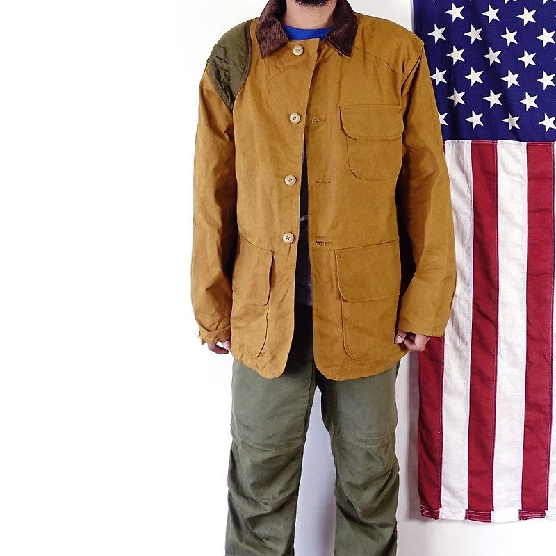 BajuTua / vintage / American old Hudson bay outdoor hunting jacket - เสื้อโค้ทผู้ชาย - ผ้าฝ้าย/ผ้าลินิน สีกากี
