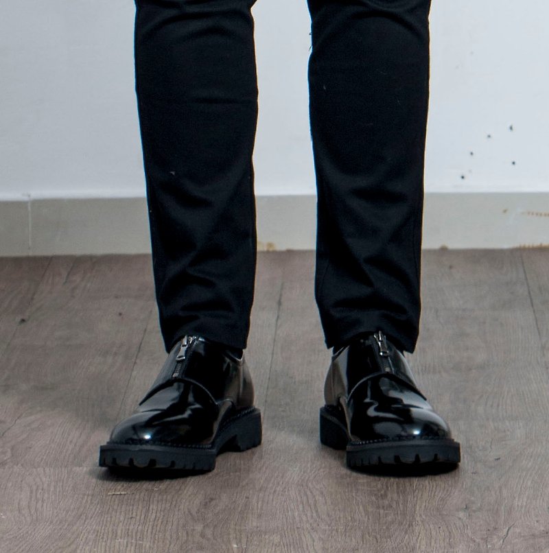 Fw/17 keyring zipper men shoes - 男休閒鞋 - 真皮 黑色