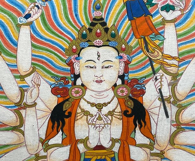 ホワイトターラー 菩薩 タンカ（仏画）白 多羅菩薩 チベット仏教 