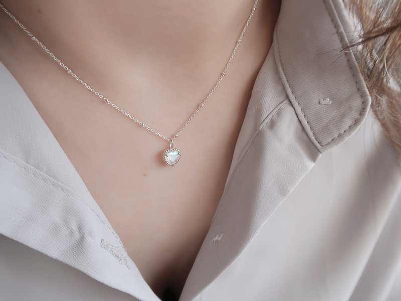 925 sterling silver moonstone natural stone customized necklace clavicle chain short chain long chain free packaging - สร้อยคอ - เงินแท้ หลากหลายสี