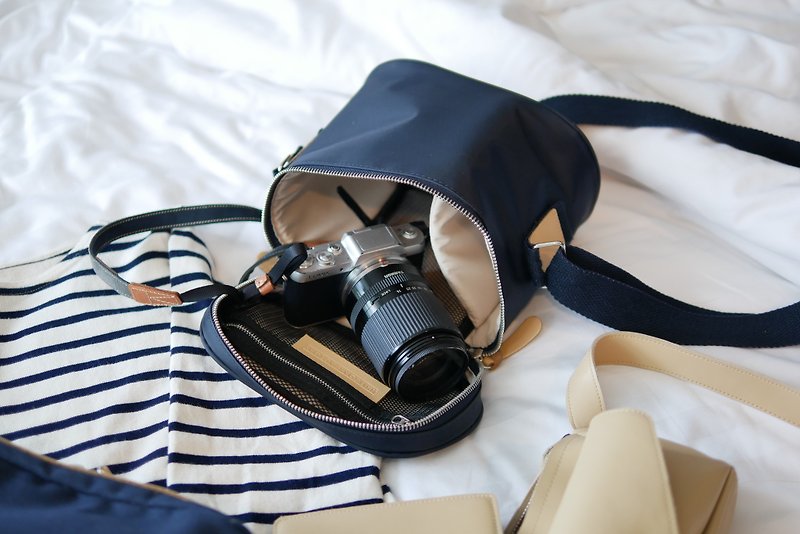 KIT  - ミラーレスカメラ用バケットバッグ（ミッドナイトブルー）相机包GIFT！ - カメラバッグ - ポリエステル ブルー