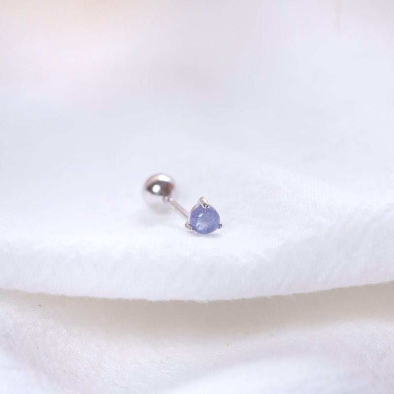 Tanzanite 925 Sterling Silver Prong Set Turn Bead Earrings - ต่างหู - เครื่องเพชรพลอย สีเงิน