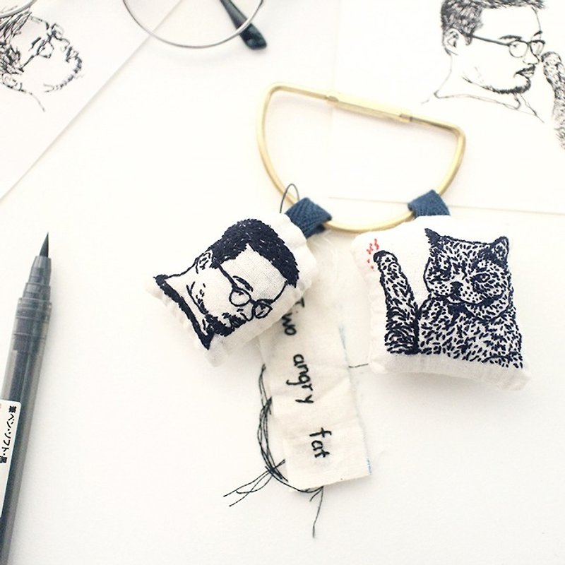 手缝插畫寵物钥匙挂件【仅限定制】| Sako Studio - 鑰匙圈/鑰匙包 - 棉．麻 透明