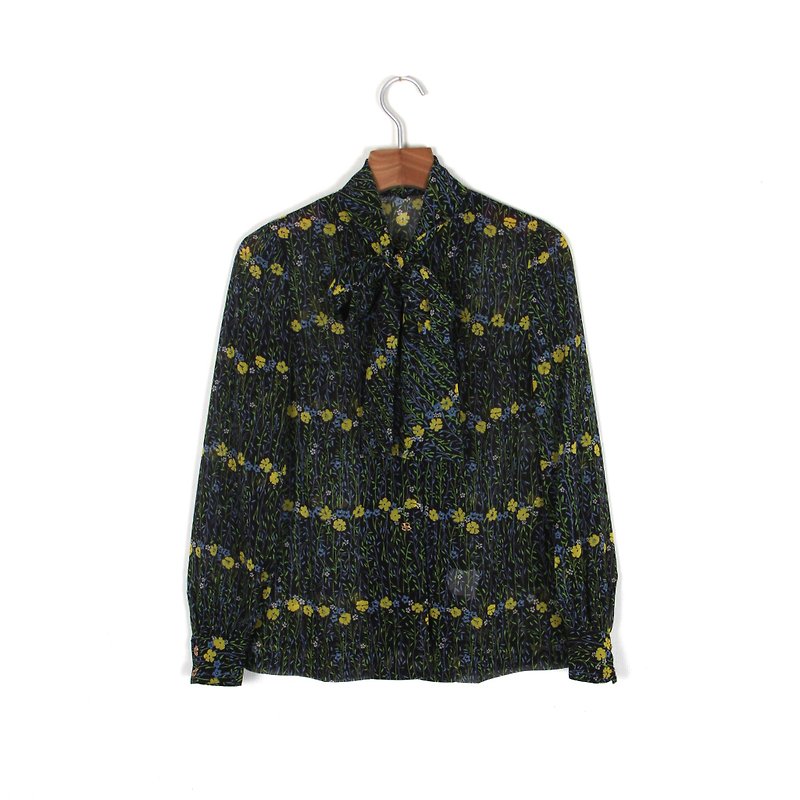[ヴィンテージ]黄色ナス熱帯雨林ヴィンテージシャツの印刷 - シャツ・ブラウス - ポリエステル ブラック