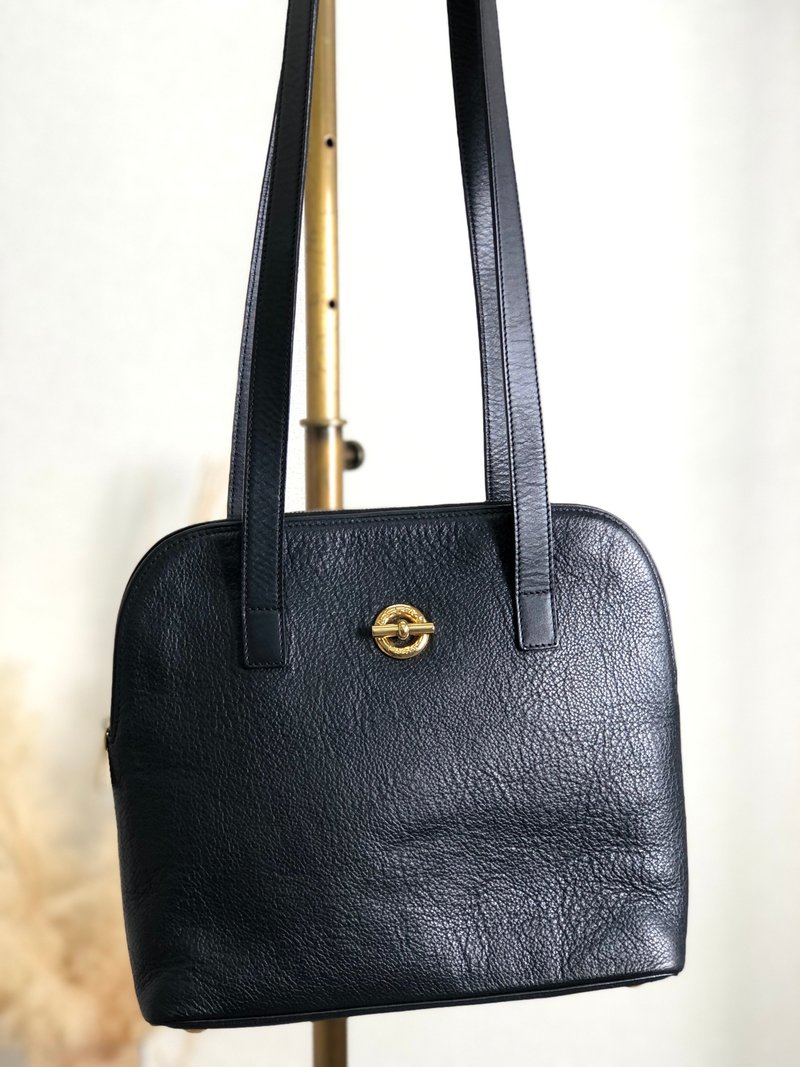 [Direct from Japan, branded used bag] CELINE shoulder bag, black mantel, leather, vintage, old z5i6dh - กระเป๋าแมสเซนเจอร์ - หนังแท้ สีดำ