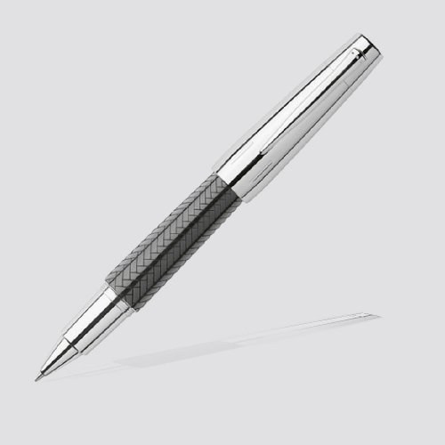 文聚 FABER-CASTELL天然樹脂雕紋 鑲木紋 黑色 鋼珠筆