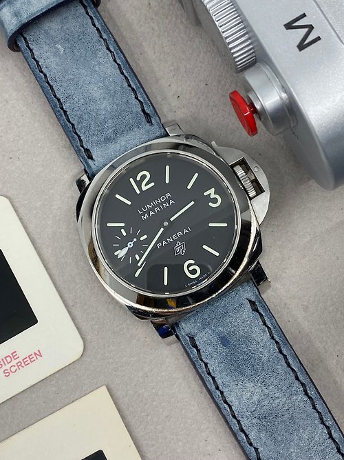 Eternitizzz 錶帶及手錶設計工房 霧腊藍色皮革錶帶 24mm 沛納海手工表帶 Panerai 26mm 錶帶