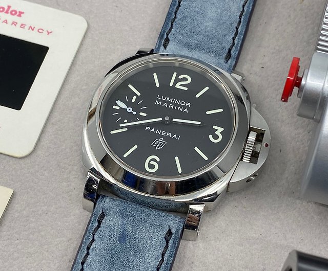 霧腊藍色皮革錶帶24mm 沛納海手工表帶Panerai 26mm 錶帶- 設計館