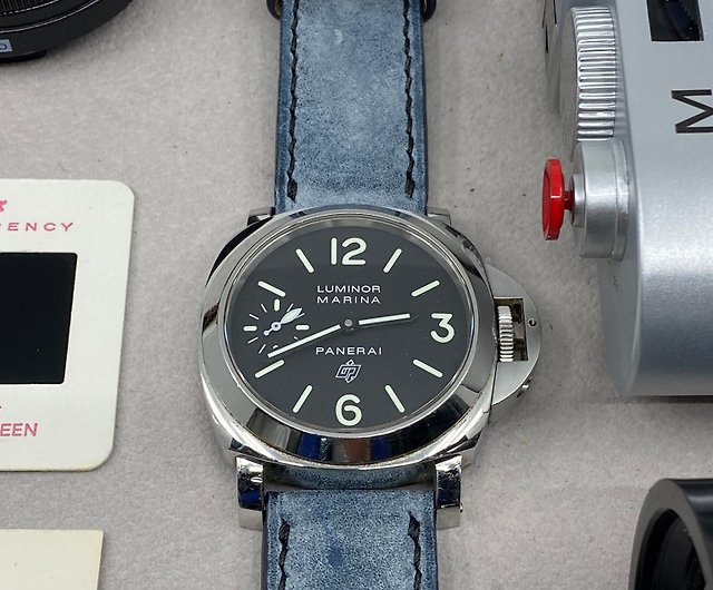霧腊藍色皮革錶帶24mm 沛納海手工表帶Panerai 26mm 錶帶- 設計館