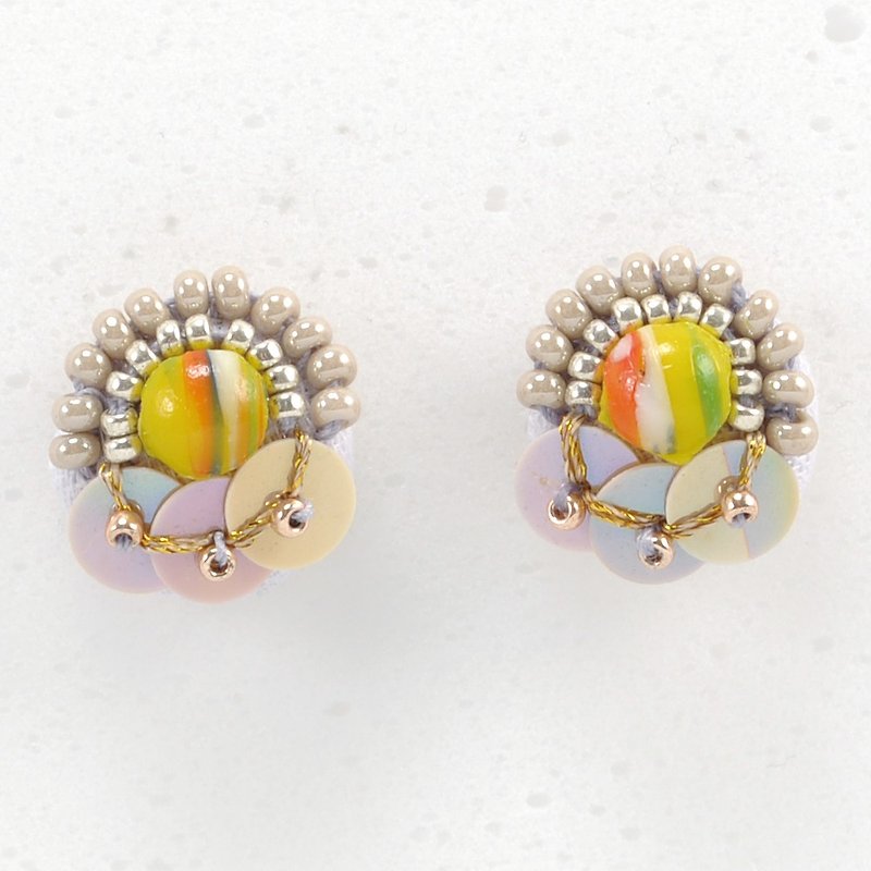 tiny circle and swing beads earrings,statement earrings,beaded earrings 4 - ต่างหู - พลาสติก สีม่วง