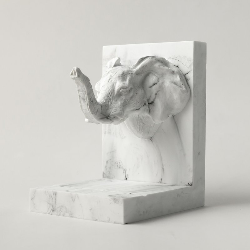 Marble。Bookends。Elephant - Items for Display - Stone White