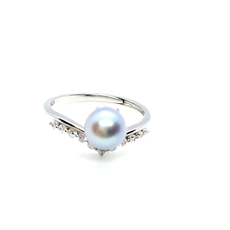 小皇冠海水真多麻珍珠純銀戒指 - 戒指 - 珍珠 