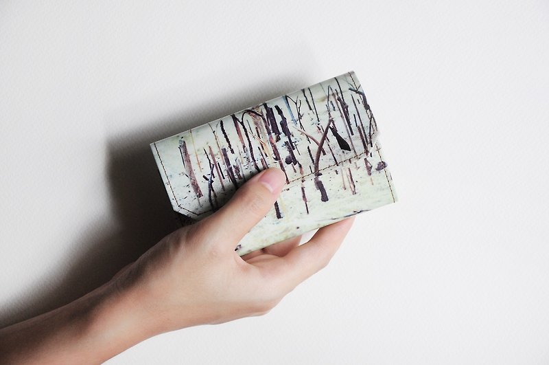 Handmade Paper Purse - Beach branches - กระเป๋าใส่เหรียญ - กระดาษ สีเทา