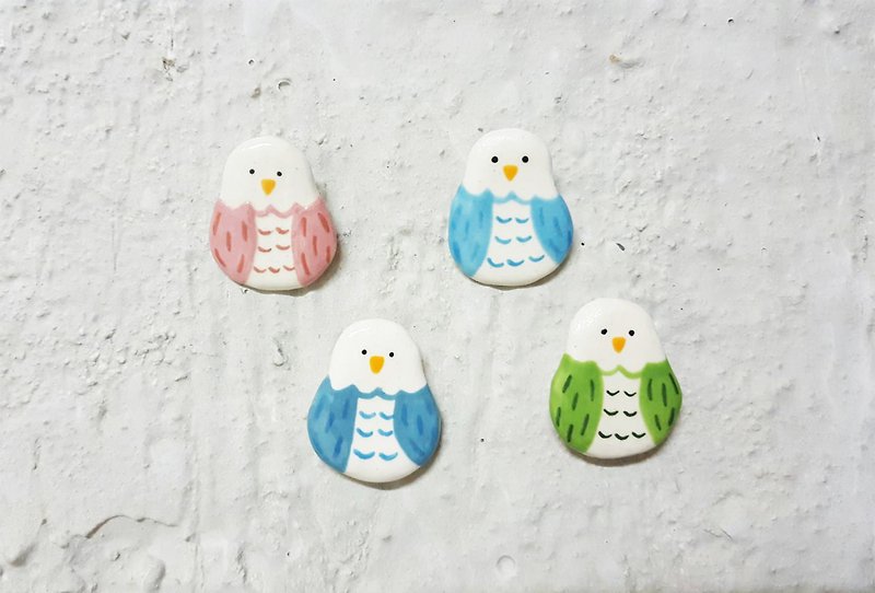 Colorful bird ceramic pins - Brooches - Pottery Multicolor