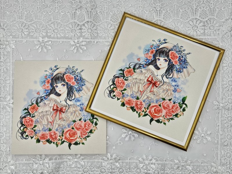 Rose girl postcard - 卡片/明信片 - 紙 