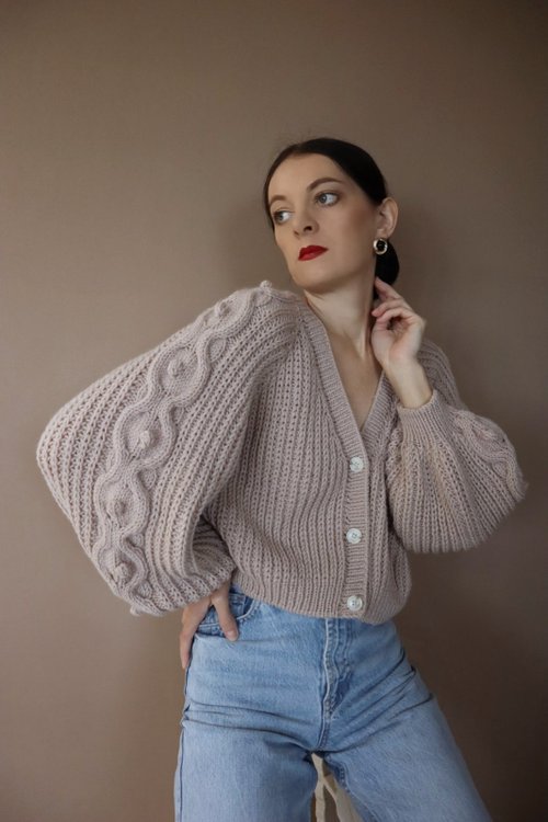 vintageケーブルニット クロップドカーディガン vintageケーブルニット クロップドカーディガン かわいい クルミ