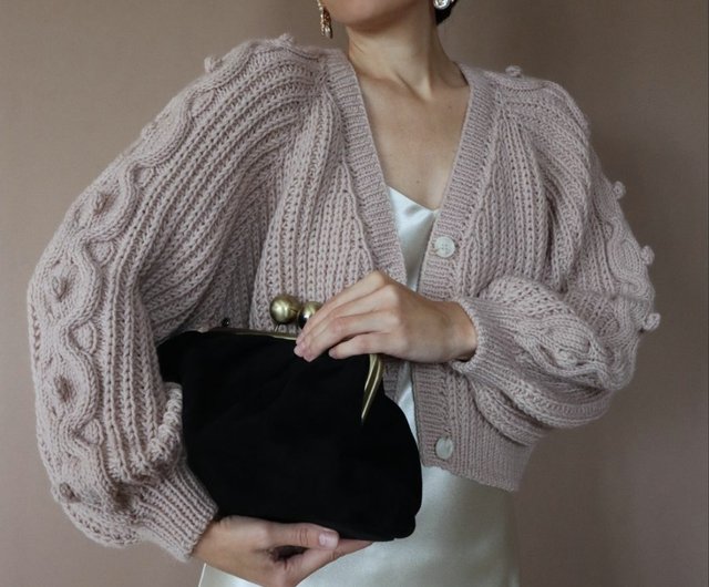 vintageケーブルニット クロップドカーディガン ケーブルニットカーディガン クロップドカーディガン ハンド