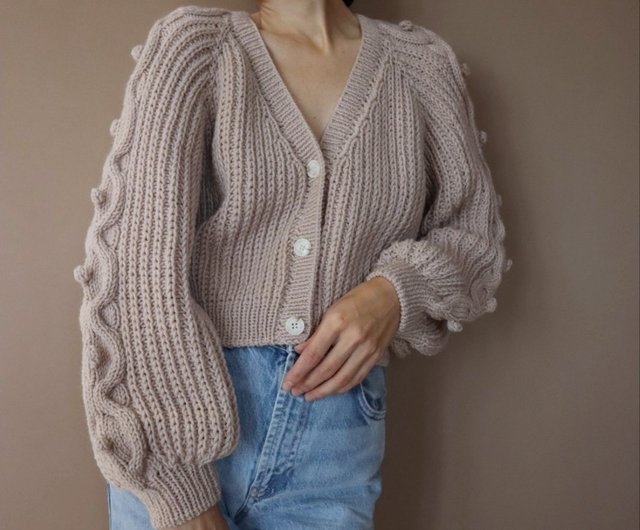 vintageケーブルニット クロップドカーディガン ケーブルニットカーディガン クロップドカーディガン ハンド